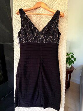 NWT Eliza J Black Lace Beaded Sheath Dress Size 12
